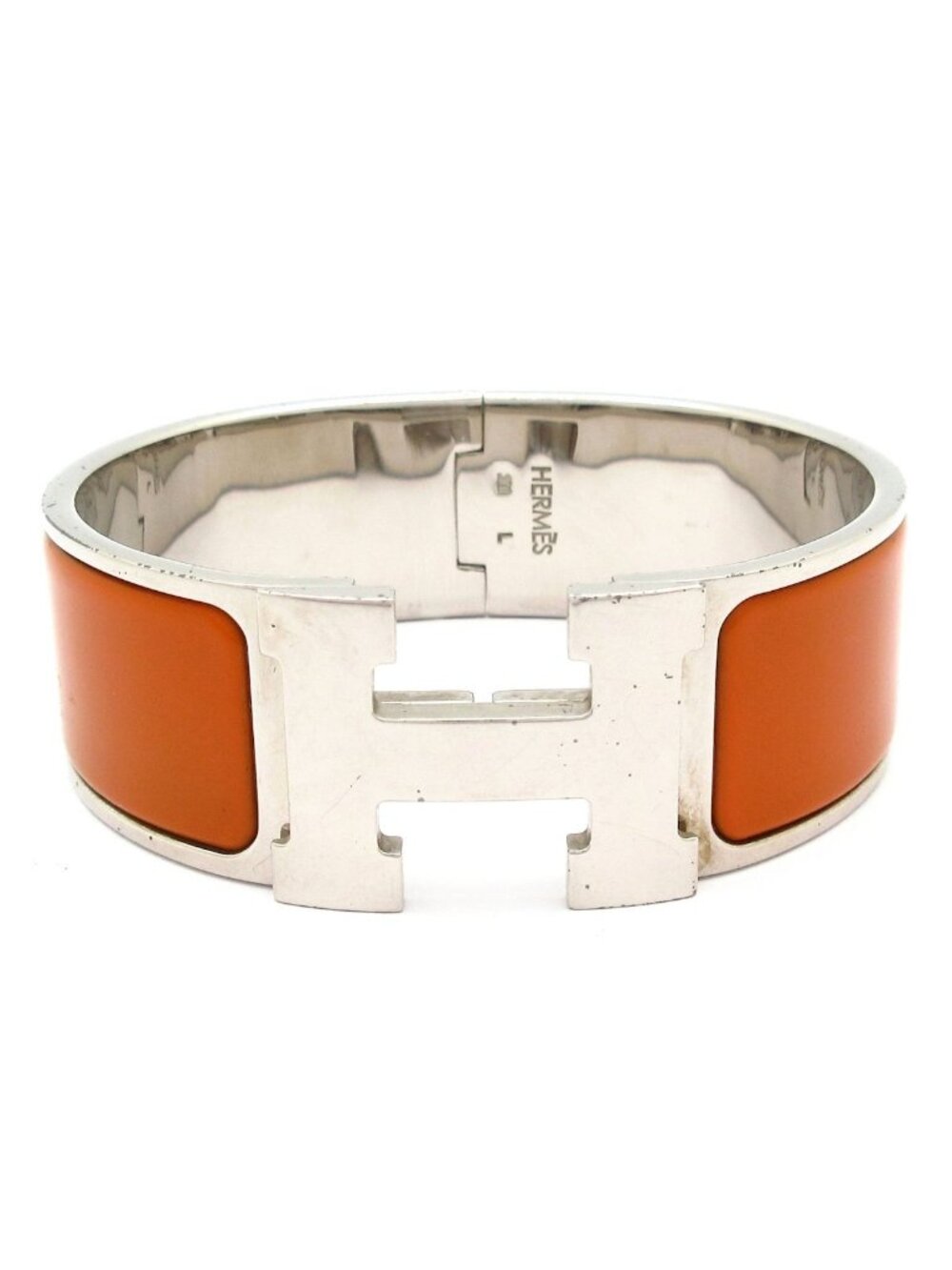 Hermes Bangle Clic Clac Silver Brown Bracelet